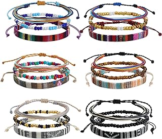 Beach Bracelet Set for Men and Women, Surfer Men Bracelet, Braided Boho Summer Bracelets Adjustable Men's Bracelet Handmade Women Bracelet String Rope Ankle Bracelets Birthday Gift