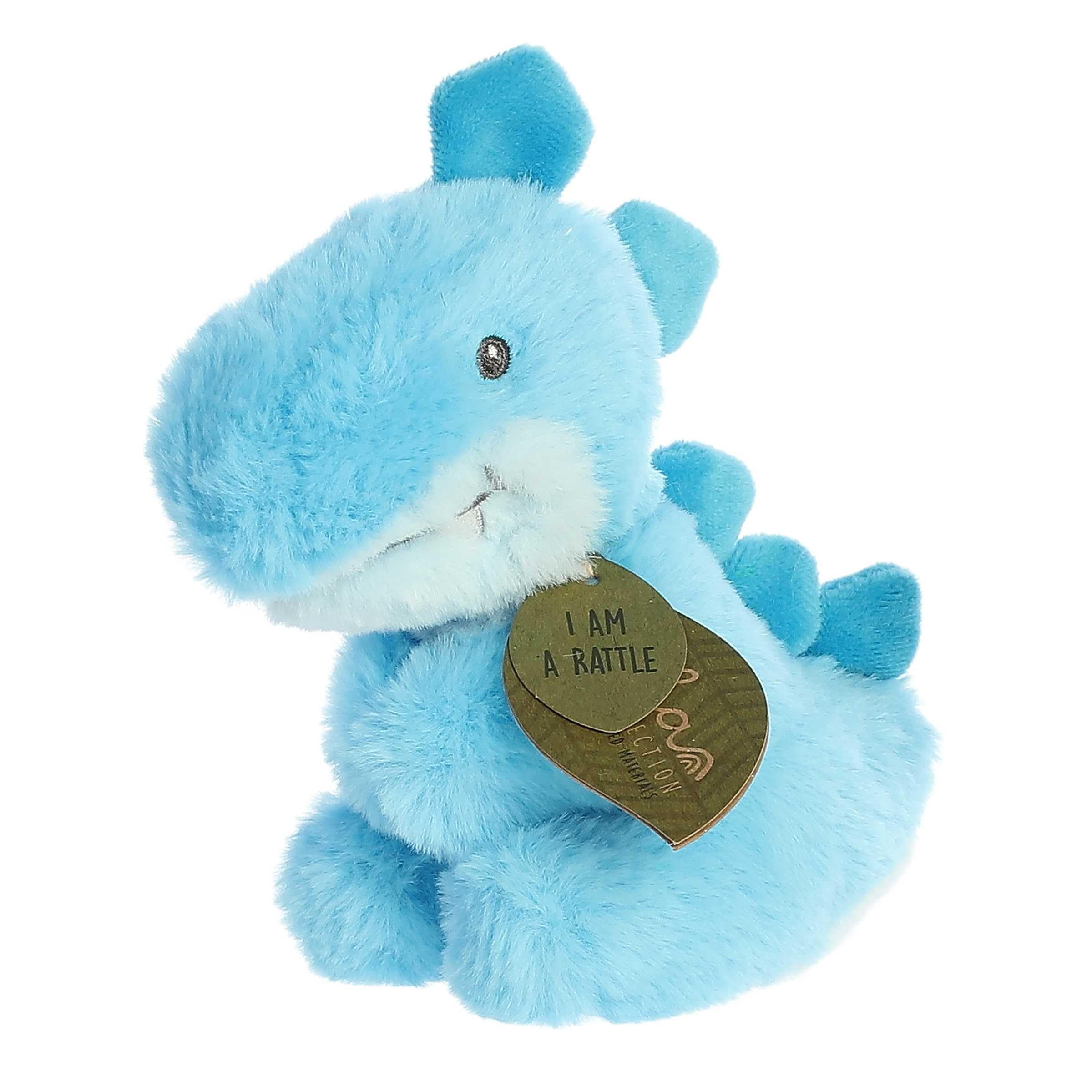 Aurora® Eco-Friendly Eco Ebba™ Sydney Stego Rattle™ Baby Stuffed Animal - Recycled Materials - Interactive Fun - Blue 5.5 Inches