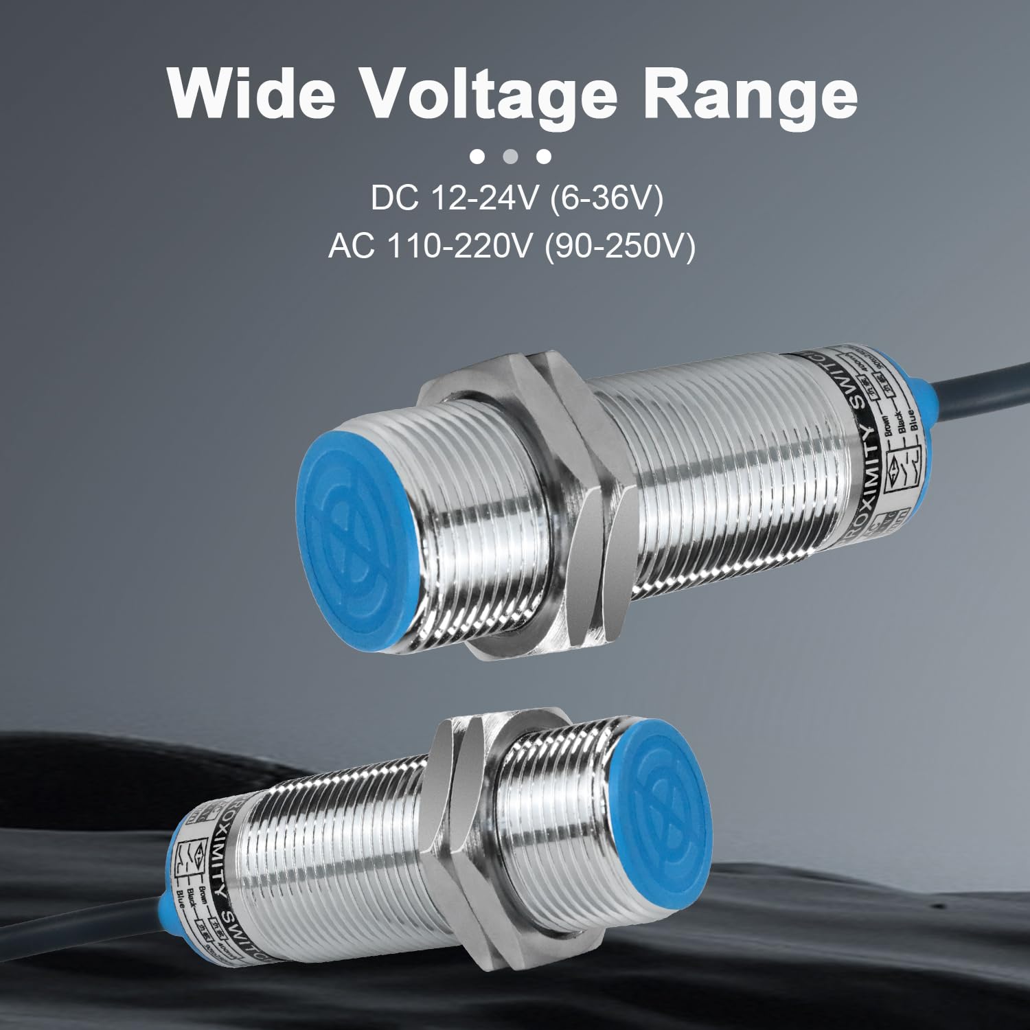 M24 Proximity Switch Inductive Proximity Sensor Switch 8mm Detection Distance, Shielded Installation, AC Type 110-220V, 3 Wire, NO+NC, LED Indicator