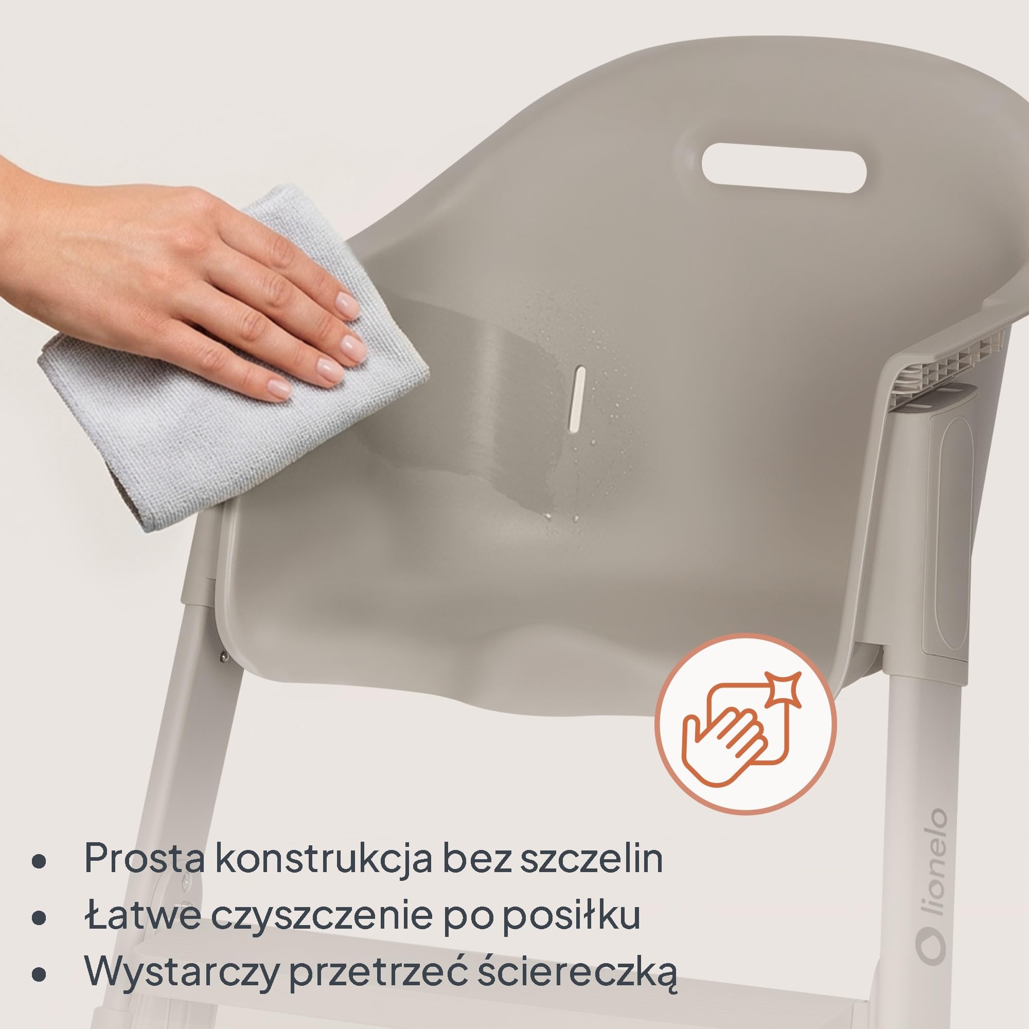 Lionelo BENY krzesełko dla dziecka 6 miesięcy - 3 lata przesuwna taca 2 pozycje, krzesełko ewolucyjne z podnóżkiem regulowanym jedną ręką, pasy 3-punktowe, łatwe do czyszczenia, zmywalna poduszka