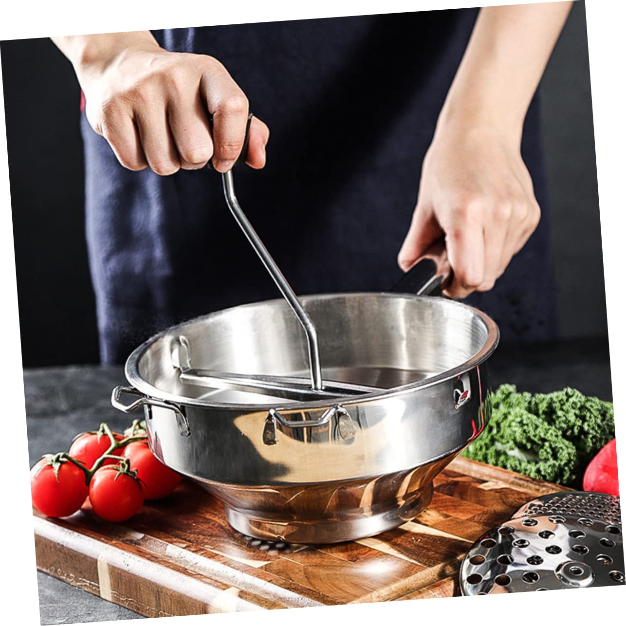 MAGICLULU Küchenutensil Lebensmittelrührer aus Edelstahl Sicher für Küche für Langlebig Edelstahl Gemüse und Speisen Kochen | Silber, Küchenutensilien für Kochen, Sicher und Langlebig, Eco Freundlich