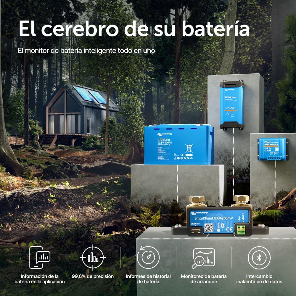 Victron Energy SmartShunt Monitor de Batería de 500 amperios (Bluetooth)