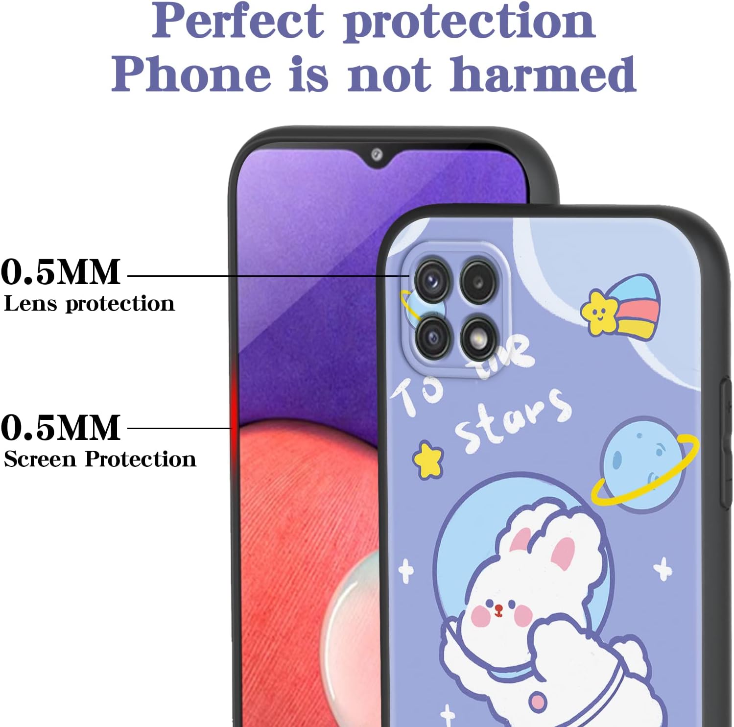 for Galaxy A22 5G Phone Case with Lanyard Strap, for Case Celero 5G Boost Mobile (Not 2024 Version) for Girls Women Anime Design Soft Silicone Cartoon Kawaii Cool Case for Samsung A22 5G - Cute Rabbit image 5