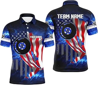 American Flag Blue Galaxy Personalized Men Billiard Polo Shirts 8 Ball Pool Team League Shirts T0991