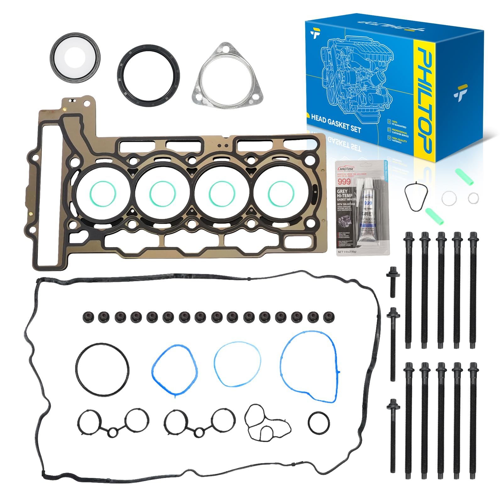 PHILTOP Head Gasket Set Fit for Mini Cooper 2007-2015 | Engine Cylinder Head Gasket Kit with Bolts, OE# HS 26453 PT