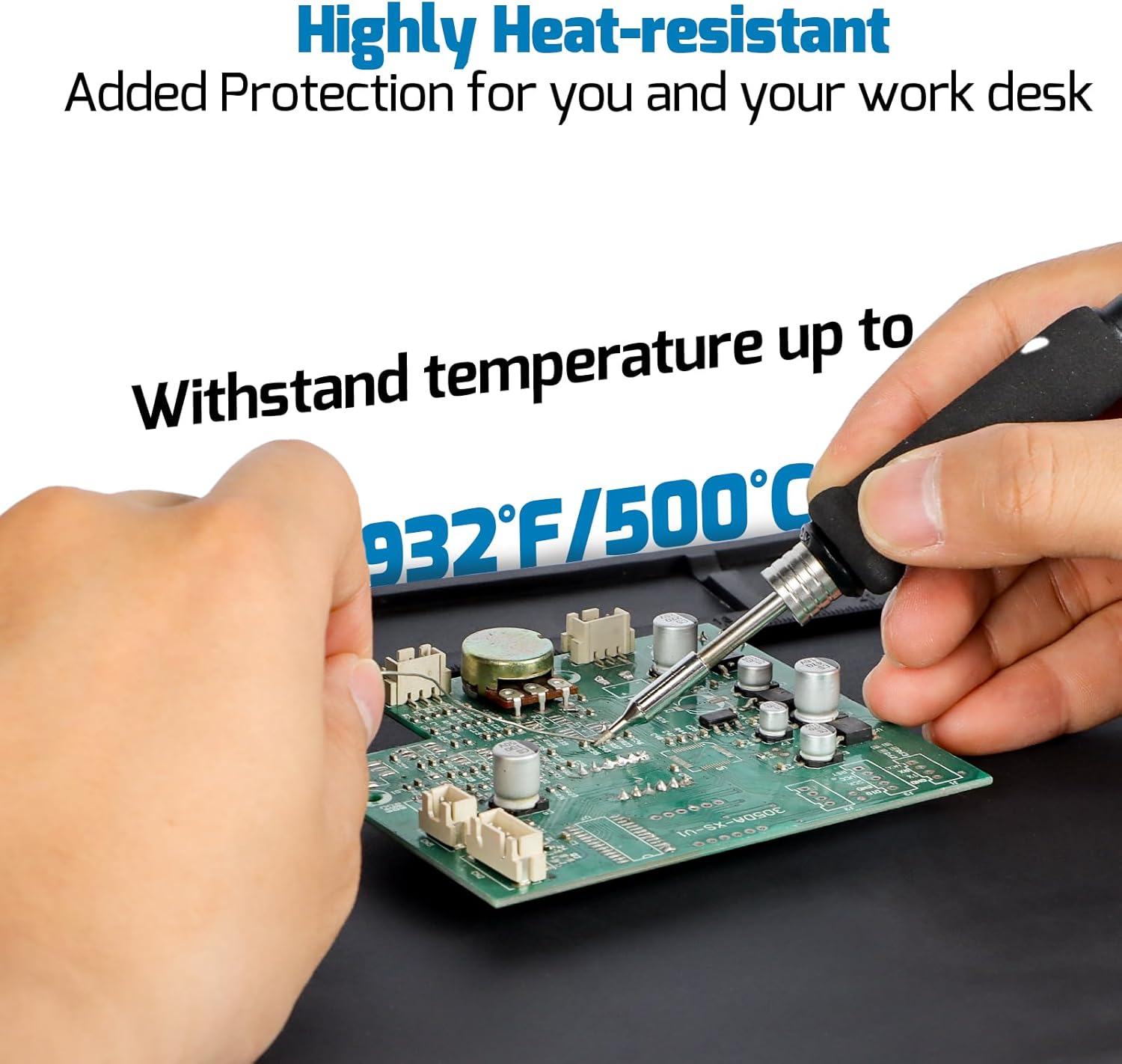 WEP 882D 2-IN-1 SMD Hot Air Rework Station Bundle with WEP M160 Silicone Soldering Mat 13.7x9.9 inches with 5 Soldering Tips, 3 Hot air nozzles, Solder Wire for Electronics Repair, DIY Projects