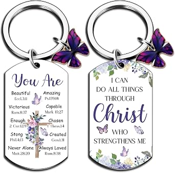 igvean Biblical Gifts Bible Verse Gifts Butterfly Keychain Spiritual Gift for Women Inspirational Christian Religious Gift for Women Friends Sister Bestie Daughter Mom Aunt Faith Based Present
