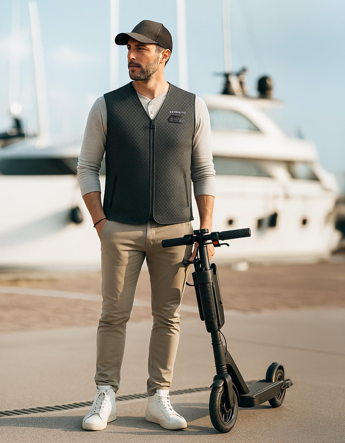KEMIMOTO Gilet Riscaldato Uomo, Elettrico Gilet Riscaldato con USB, Giubbotti Riscaldati con 3 Temperature per all’aperto Lavoro Sci Escursionismo Caccia Moto