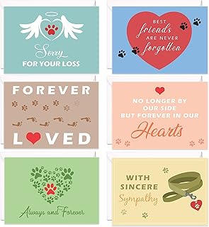 Sponsored Ad - 12 Pieces Loss of Pet Sympathy Cards with Envelopes for Dogs Cats and All Pets Grief Bereavement Greeting C...