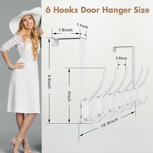 Miniatura 2 de Ganchos para colgar sobre la puerta, 12 ganchos para colgar sobre la puerta, 15.5 pulgadas de largo x 4.5 pulgadas de alto, perchero para colgar