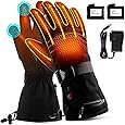 Rechargeable Heated Gloves for Men Women, 7.4V 6400 mAh Electric Battery Ski Gloves, 3 Heating Levels, Waterproof Touchscreen for Outdoor Work, Arthritis, Motorcycle, Cycling