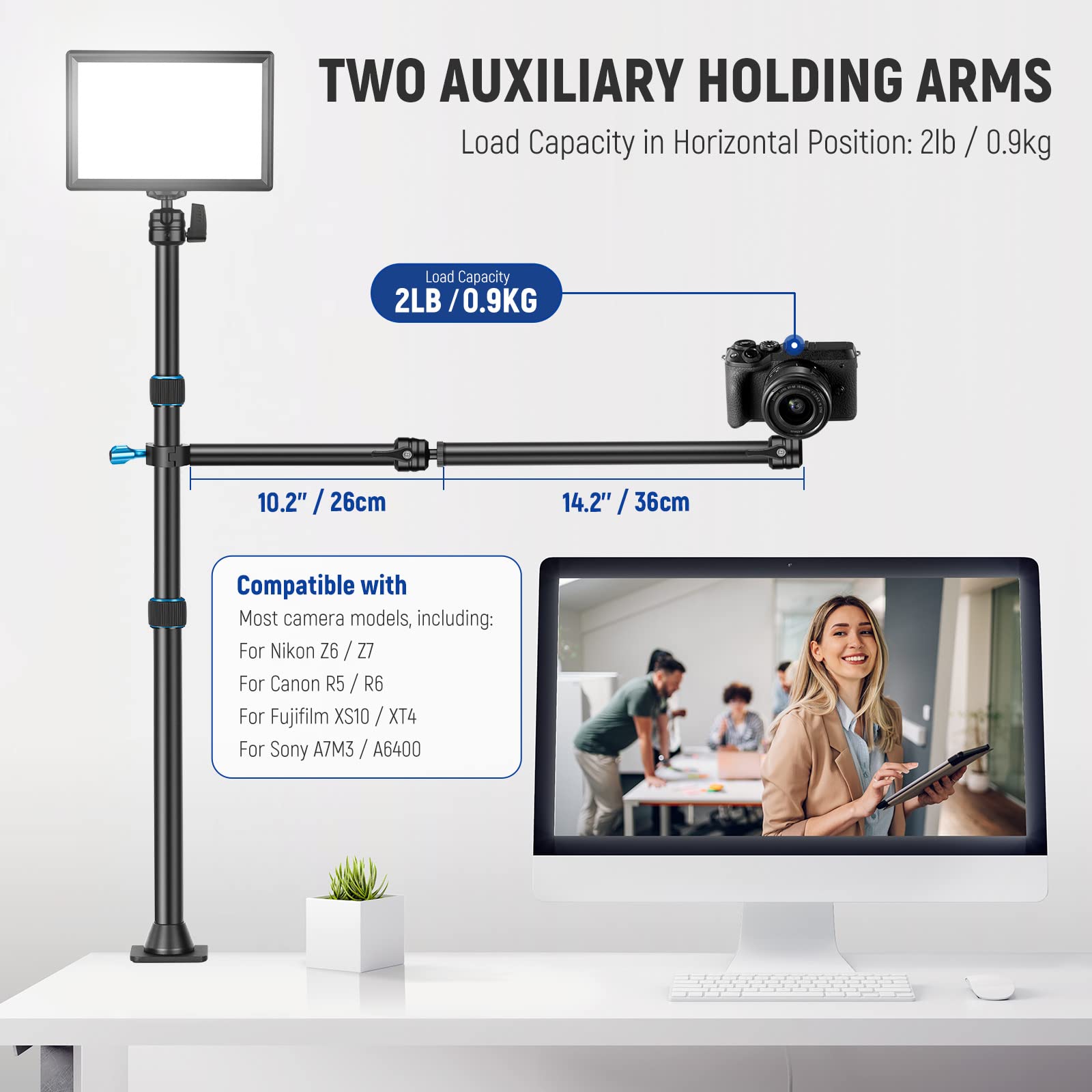 Support De Bureau Flexible Pour Caméra Neewer - Avec Bras Articulé Et Pince De Fixation