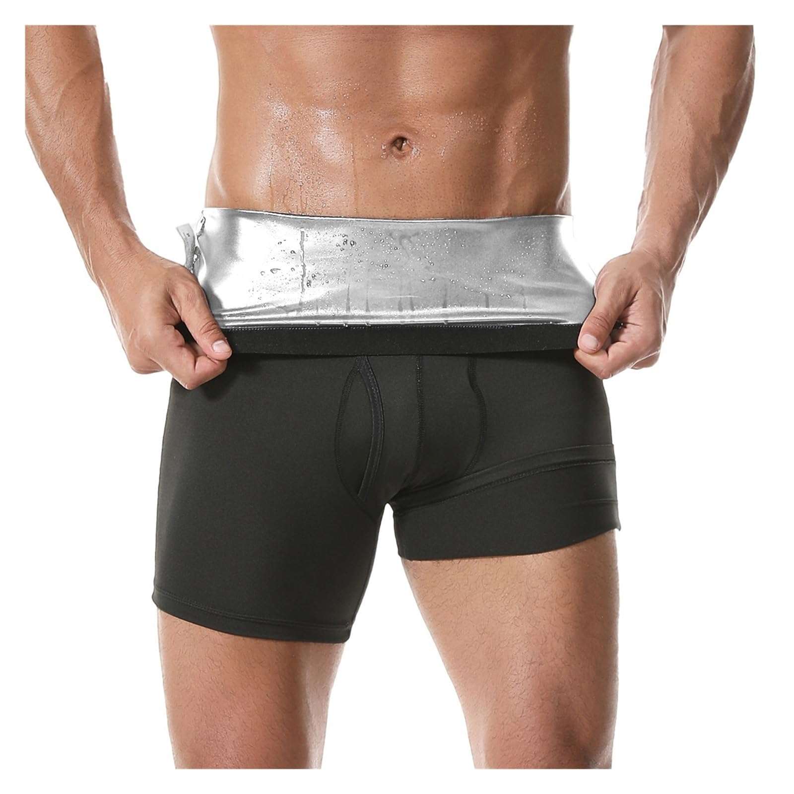 Pantalones cortos de sauna para hombre ajustados con tela de poliéster 7