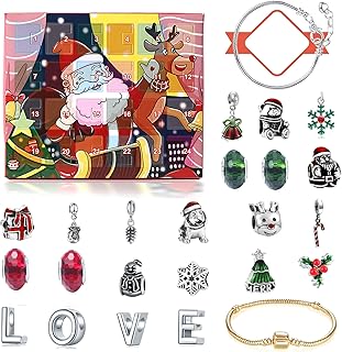 Advent Calendar 2022 Girls, XISTEST Jewellery Advent Calendar 2022 Girls, Advent Calendar for Teenage Girl, Advent Calendar Gifts, Charm Bracelet Advent Calendar Filler with 2 Bracelets 22 Charms
