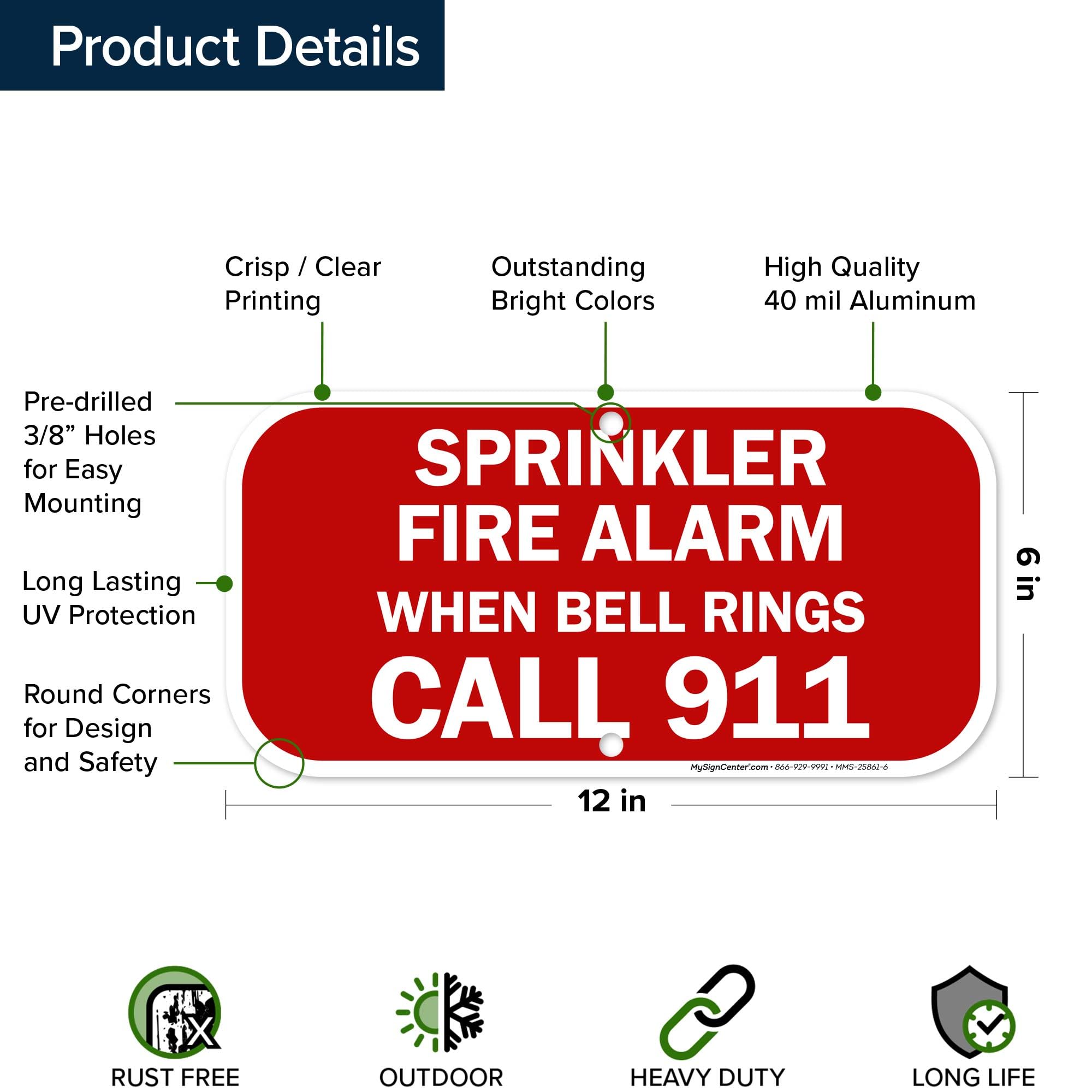 Amazon.com : Sprinkler Fire Alarm When Bell Rings Call 911 Red