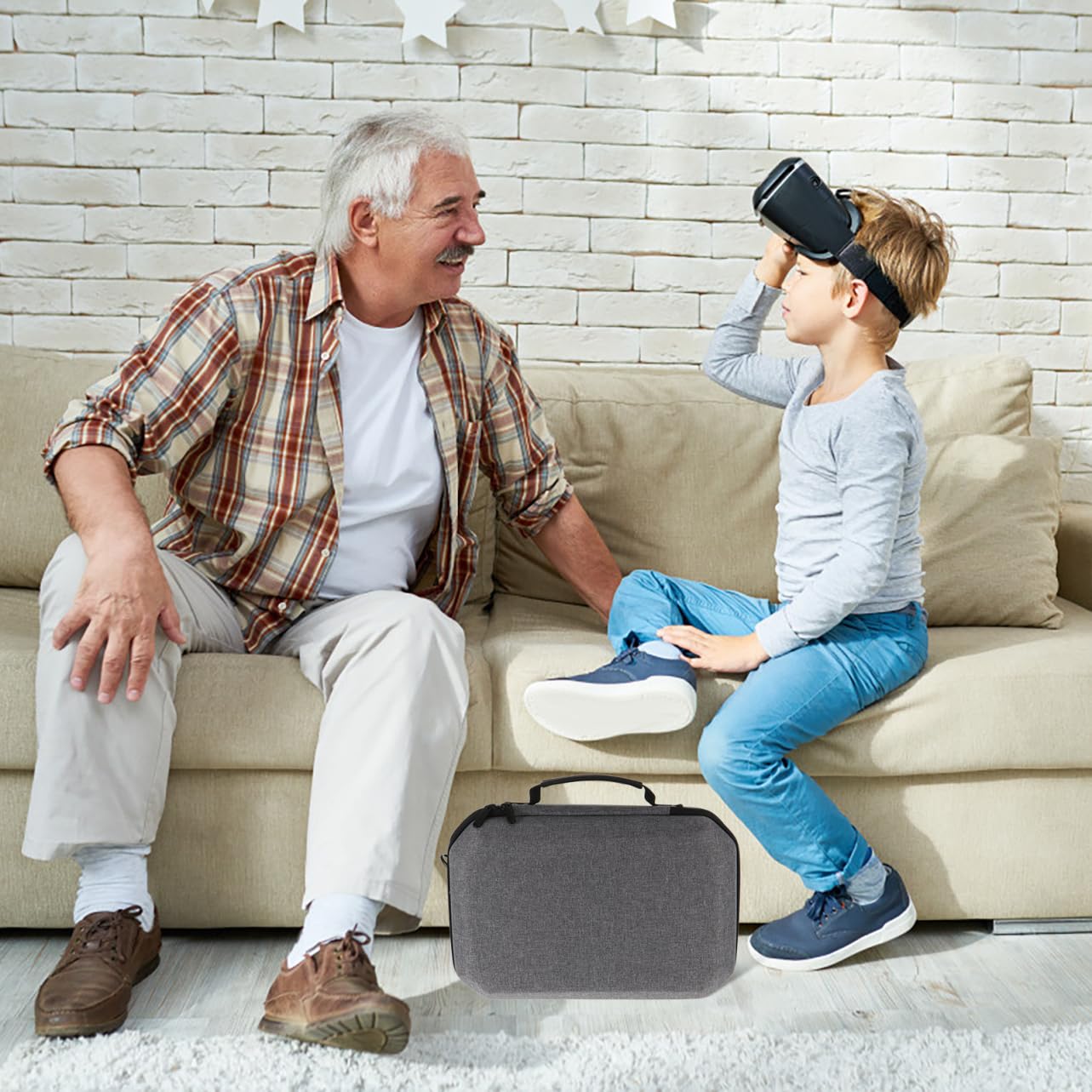 HOMSFOU Estuche De Almacenamiento para Gafas De Realidad Virtual Bolsa De Eva Resistente Golpes Caja Protectora para Gafas De Realidad Virtual De Segunda Generación Viajes