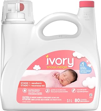 Ivory Snow 1 Newborn Baby Liquid Laundry Detergent, 80 loads 105 fl oz