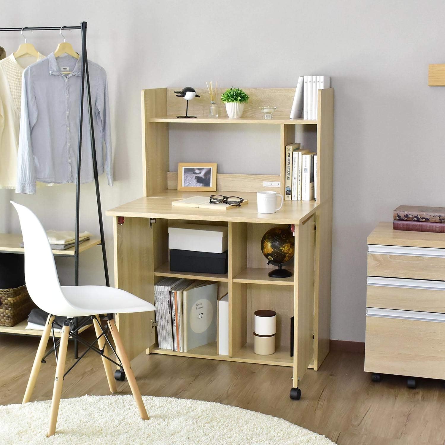 Doris ドリス デスク パソコンデスク 机 収納 棚 壁面収納 コンセント付き 幅80 オーク リアム 国内正規品