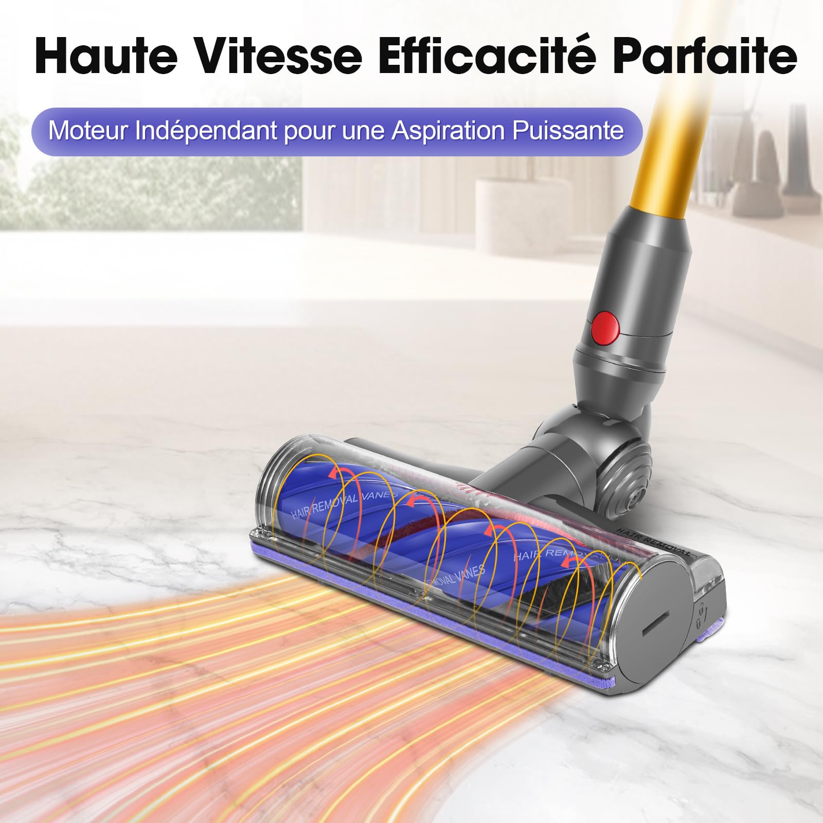 V12 Tête de Brosse pour Dyson V12 Detect Slim / V12 Origin Brosse électrique pour V12 / V9 Brosse Motorisée Motorhead Turbine Brosse de Rechange Pièces Détachées Nettoyage Tapis et Sols Durs