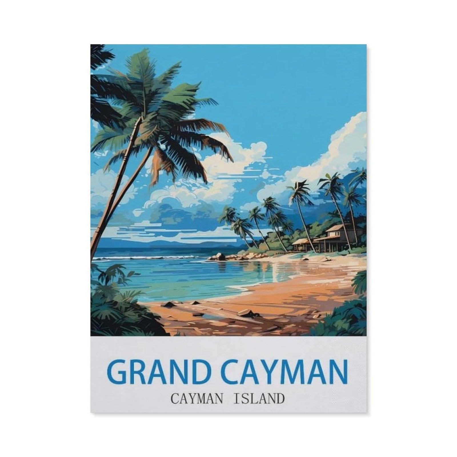 Beayodkp A8 Grand Cayman Cayman Island，Diy Paint By Numbers For Adults Beginner, Easy Paint By Numbers For Beginner,Acrylic Watercolor Paint By Number For Kids Gift Decor(20X30cm) 7.8X11.8 Inches-Cn62