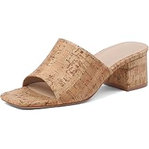 MeiLuSi Raffia Heeled Sandals for Women Chunky Block Heeled Mules Summer