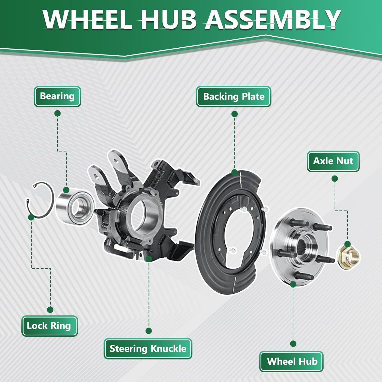 Front Wheel Bearing Hub Assembly Compatible with 2000 2001 2002 Mirage 1.5 1.8L DE LS ES 2002 2003 2004 2005 Lancer 2.0L ES SPK350 WB510061