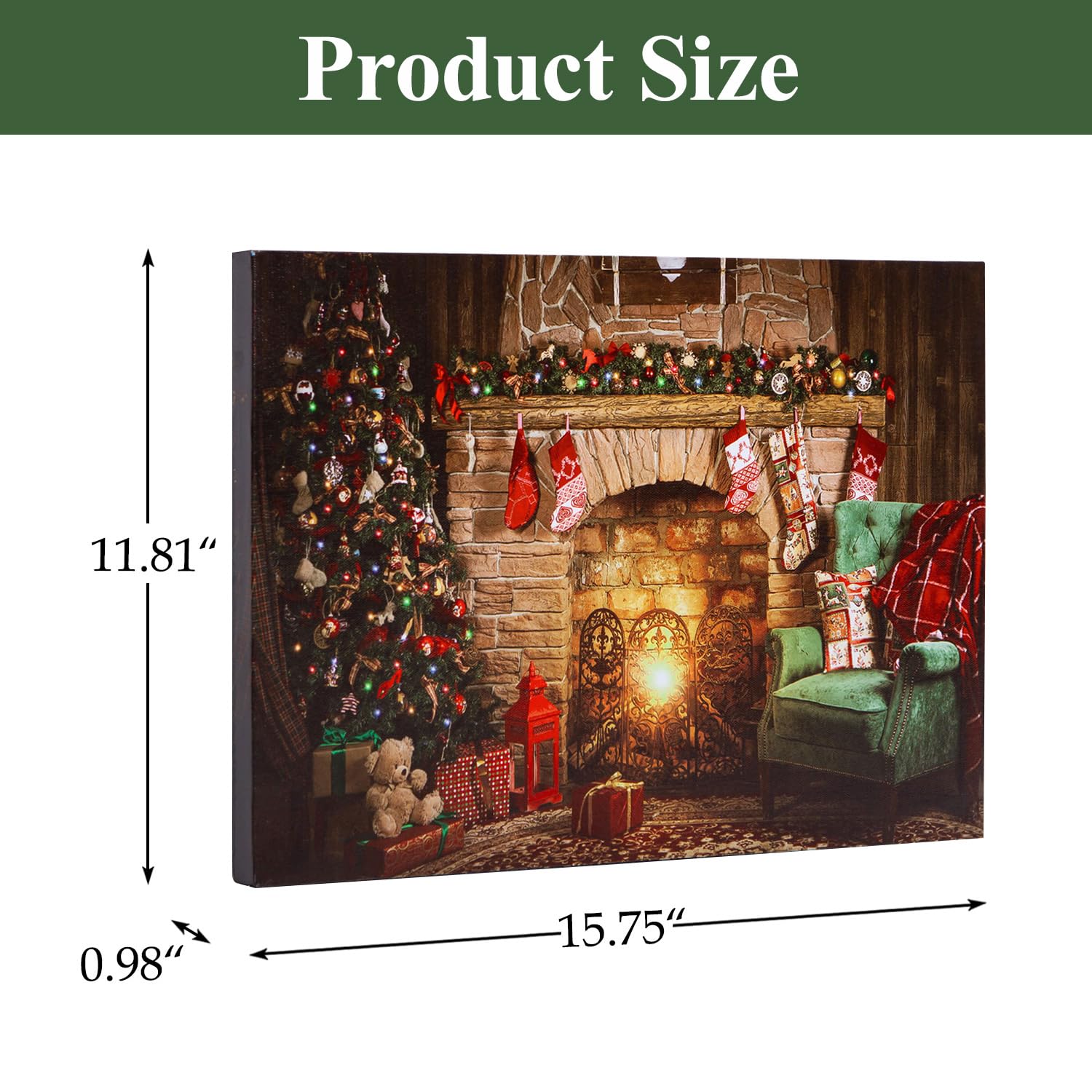 【アメリカで購入LEDライト付き】クリスマスの家の風景画サイズ65cm✕50cm アメリカで購入LEDライト付き】クリスマスの家の風景画サイズ65cm