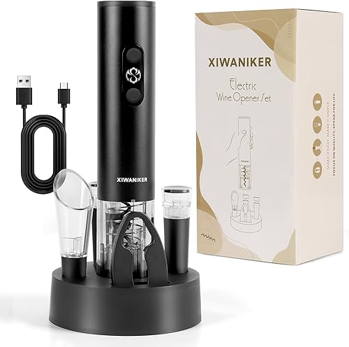 Juego de abridor de vino eléctrico, Abridor de vino eléctrico, abridor de vino automático, abridor de botellas eléctrico, Base de almacenamiento,
