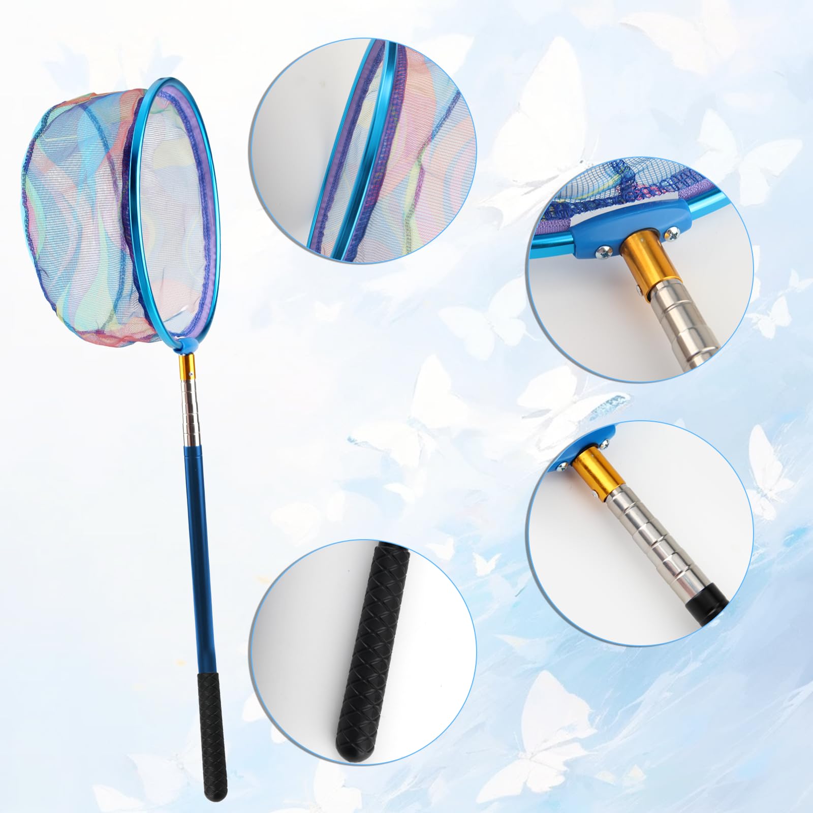 Vaskula éPuisette pour Enfants Filet Papillon Extensible Epuisette Enfant avec Manche Télescopique avec Seaux Pliables Our Enfant Capture de Poissons, Insectes et Papillon pour Enfants et Adultes