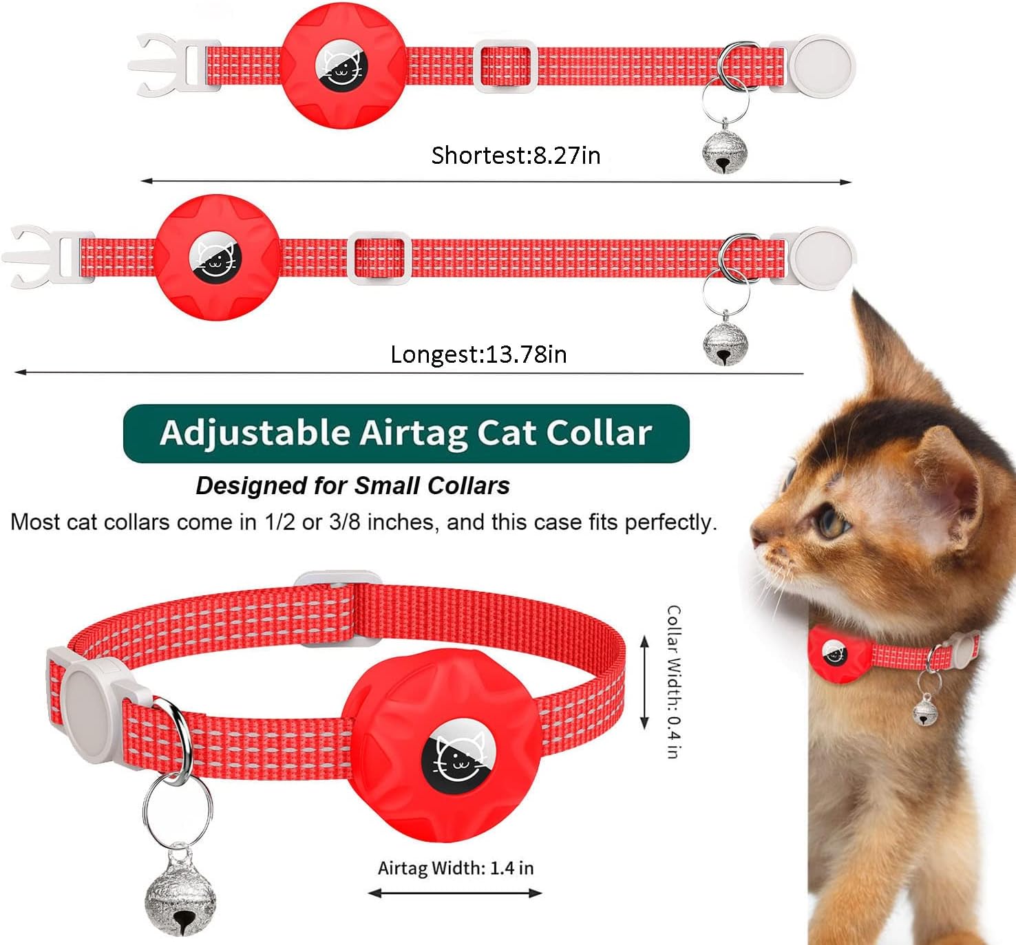 Cat Collar with Airtag Holder, BENIFILE Reflective Airtag Cat Collar