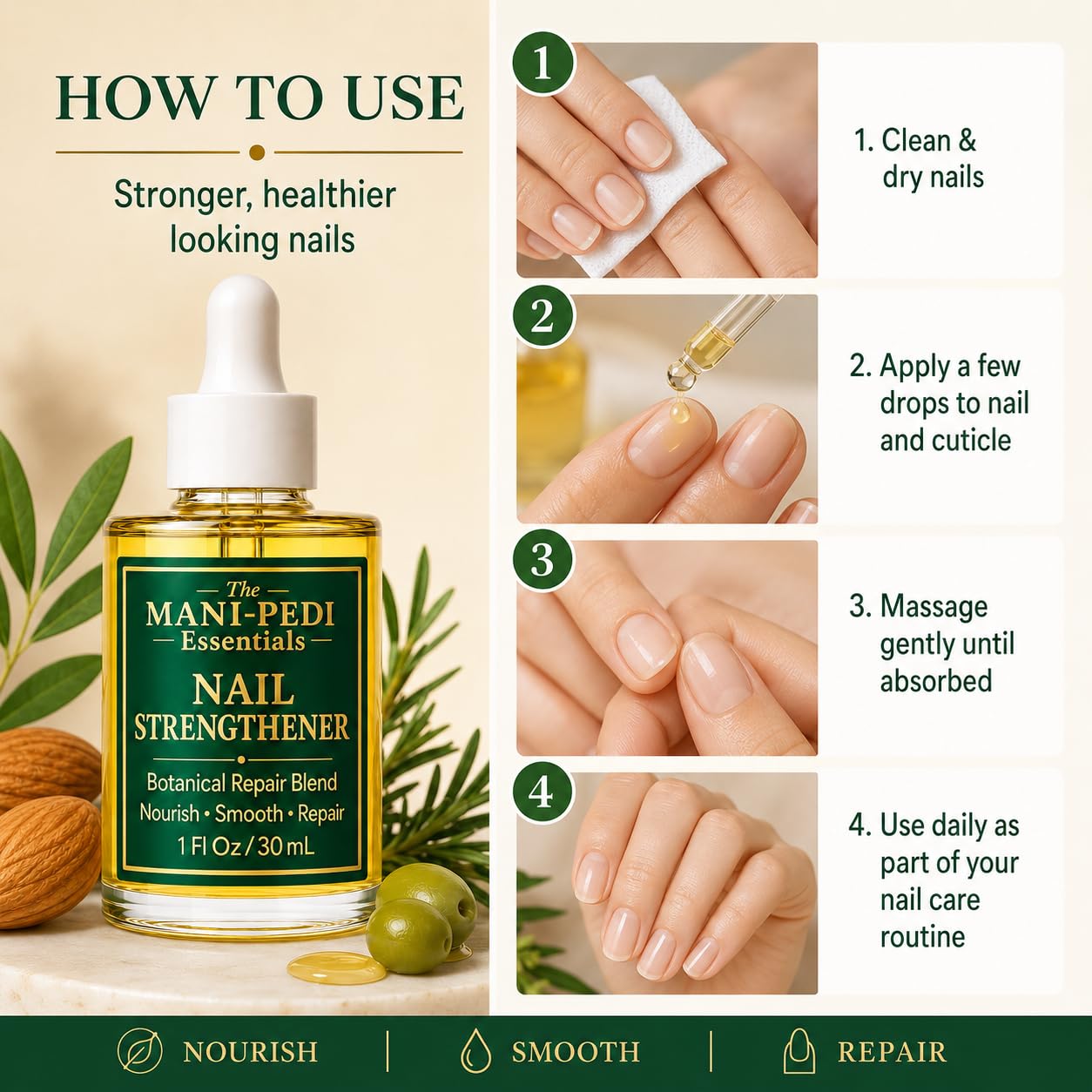 TMPE Nail Strengthener Serum. Professional Anti-fungal Serum for Damaged Nails & Toe-Nail Repair. Helps restore damaged nails. Supports Nail Growth & Healthy Cuticle - 30ML 3