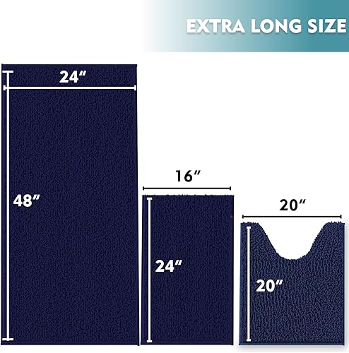 Miniatura 177 de Juego de 3 alfombras de baño extrasuaves y absorbentes, alfombras de baño de felpilla, alfombra de felpa antideslizante, juego de baño con alfombras