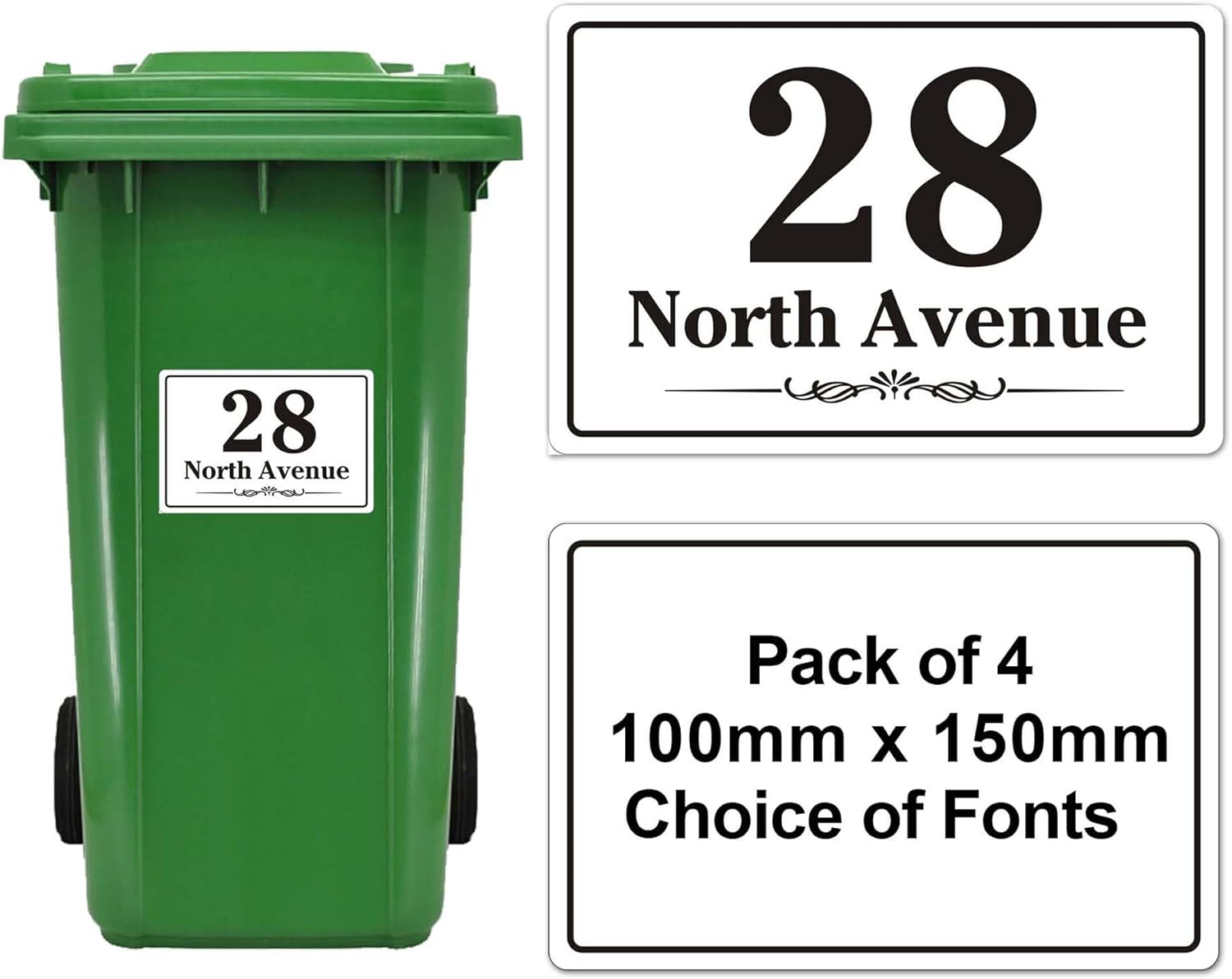 Personalised Bin Numbers for Wheelie Bins Set of 4 Bin Stickers Wheelie