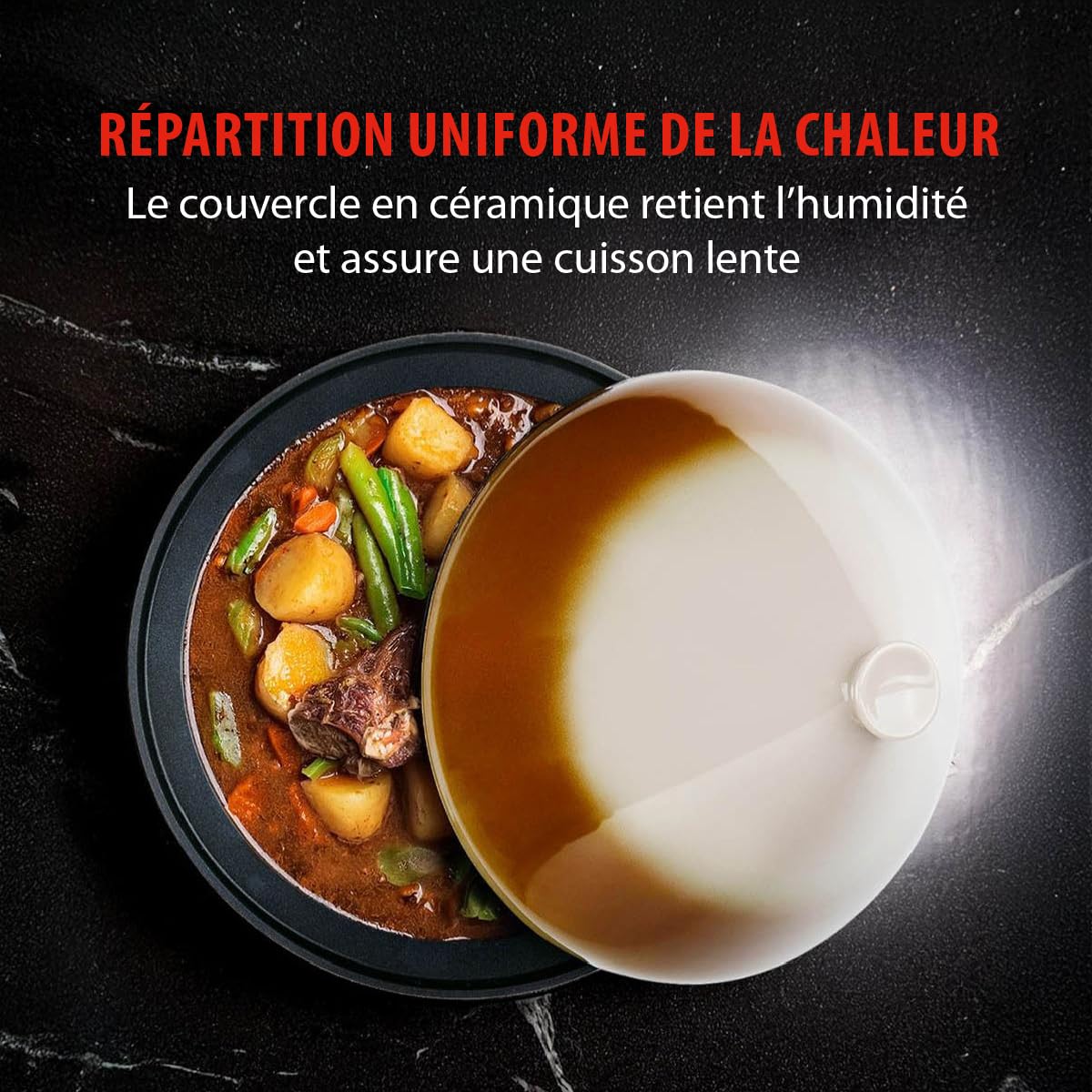 alpina Tajine 2,5L - Couscoussier Induction avec Couvercle Céramique Ø30cm - Casserole Tout Feux - Idéal pour Tajines et Couscous - Élégant et Durable, Noir