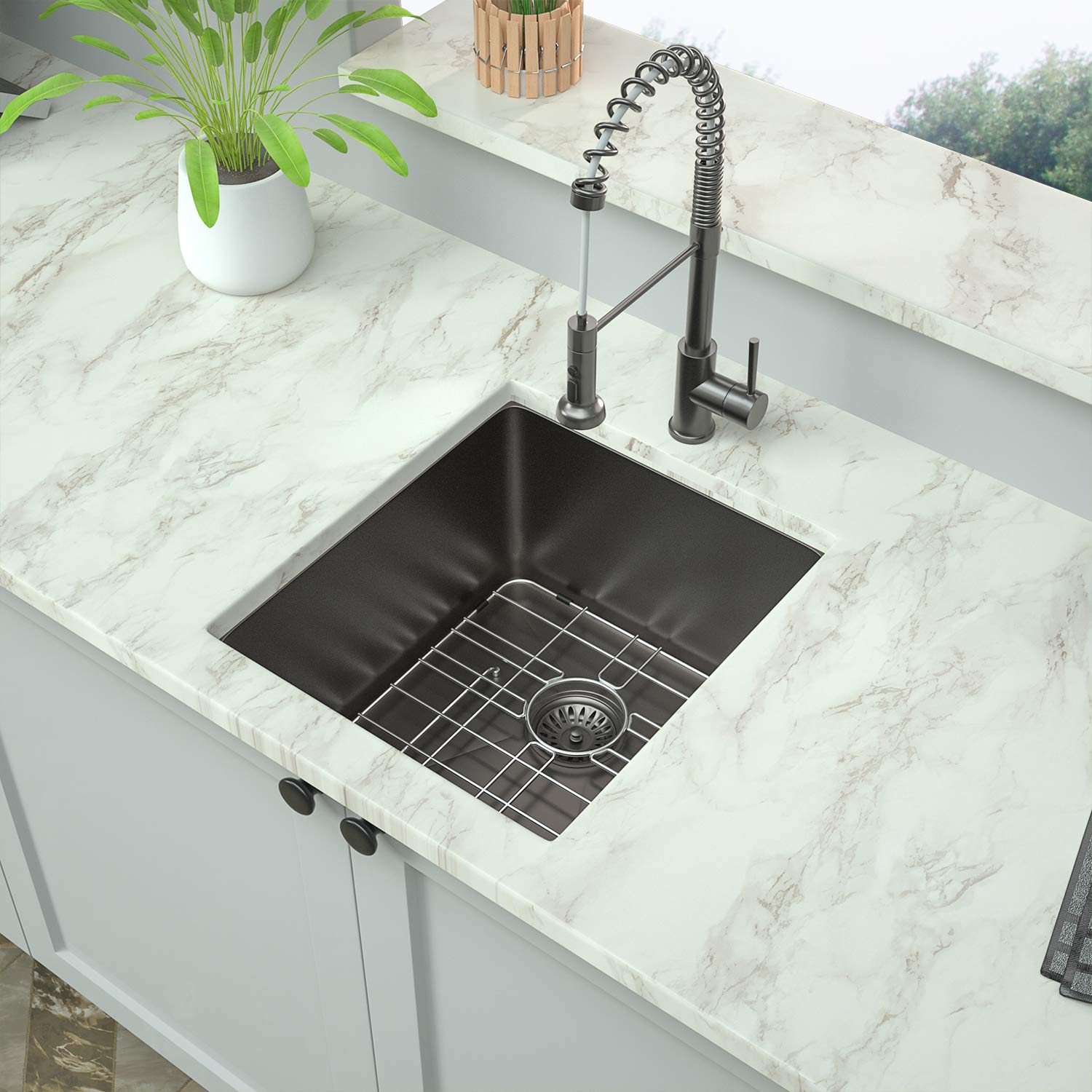 Buy 15 Inch Under Kitchen Sink Mocoloo 15"x17" metal Black Bar & Prep