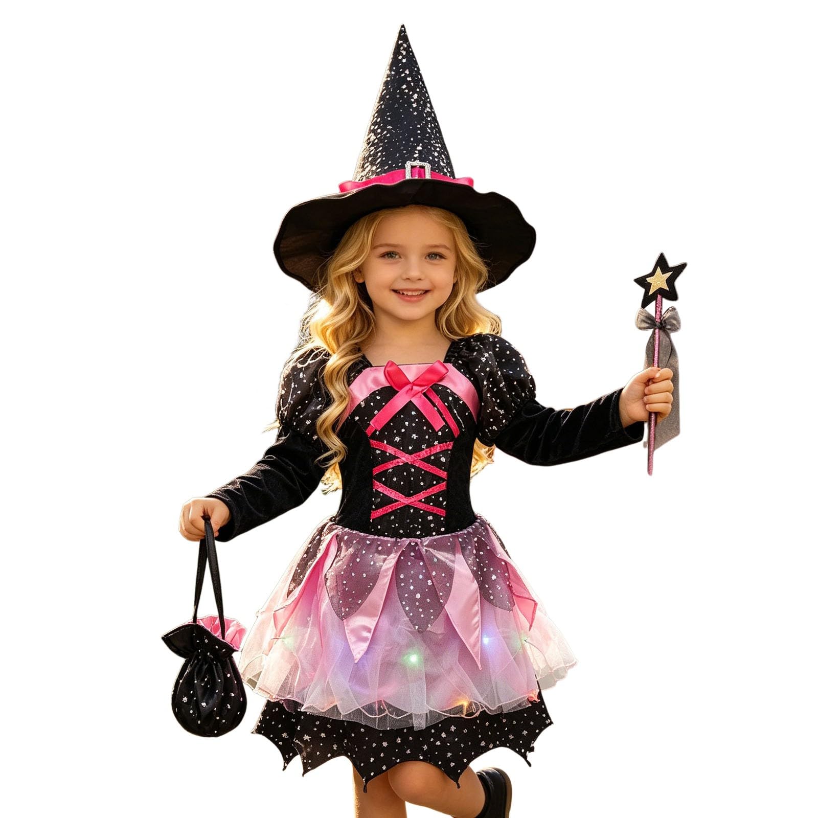 Deguisement Halloween Enfant Sorciere Costume Garcon Robe Fille 12 Ans Soiree Déguisement 3 Ensemble Vêtements Bébé Sorcière 5 pour Carnaval Anniversaire Et Noël