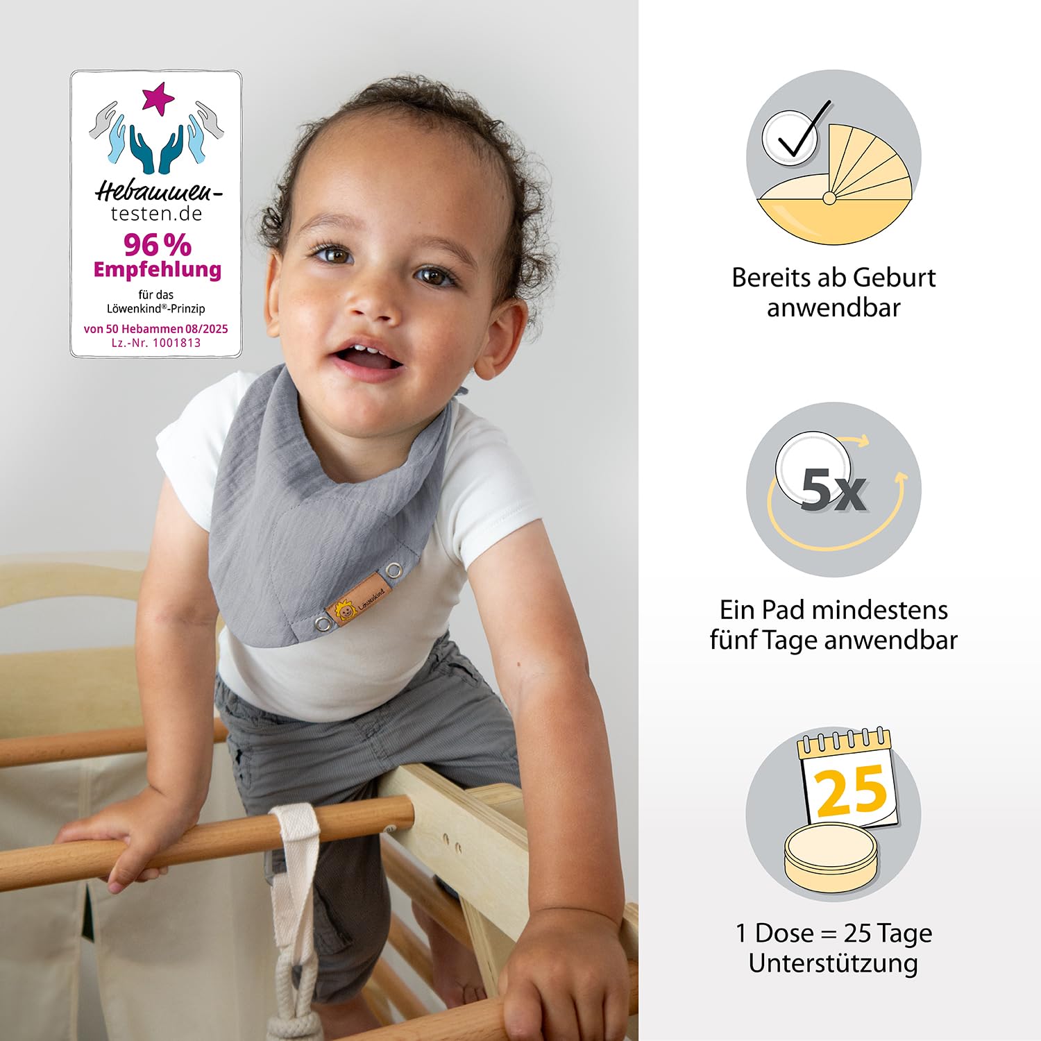 LÖWENKIND Wonnebäuchlein-Set für Bauchbeschwerden bei Babys und Kindern | Natürliche Kräuterpads ohne Zusatz ätherischer Öle Ab Geburt anwendbar Von Hebammen empfohlen 75 Tage Anwendung (Altrosa)