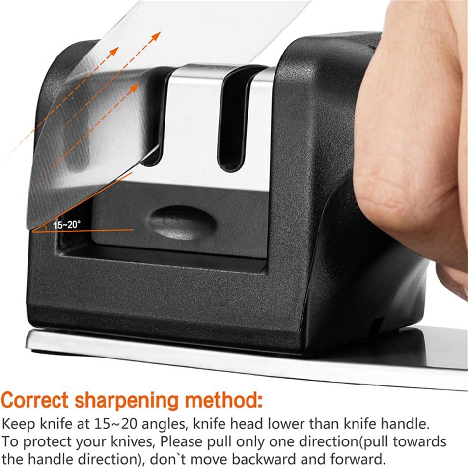 Knife Sharpener, Kitchen Knife Sharpener for knife Sharpening Kit Knives & Blades, 2 stage Manual Chef Knife Cutlery Sharpener with Diomand Abrasives
