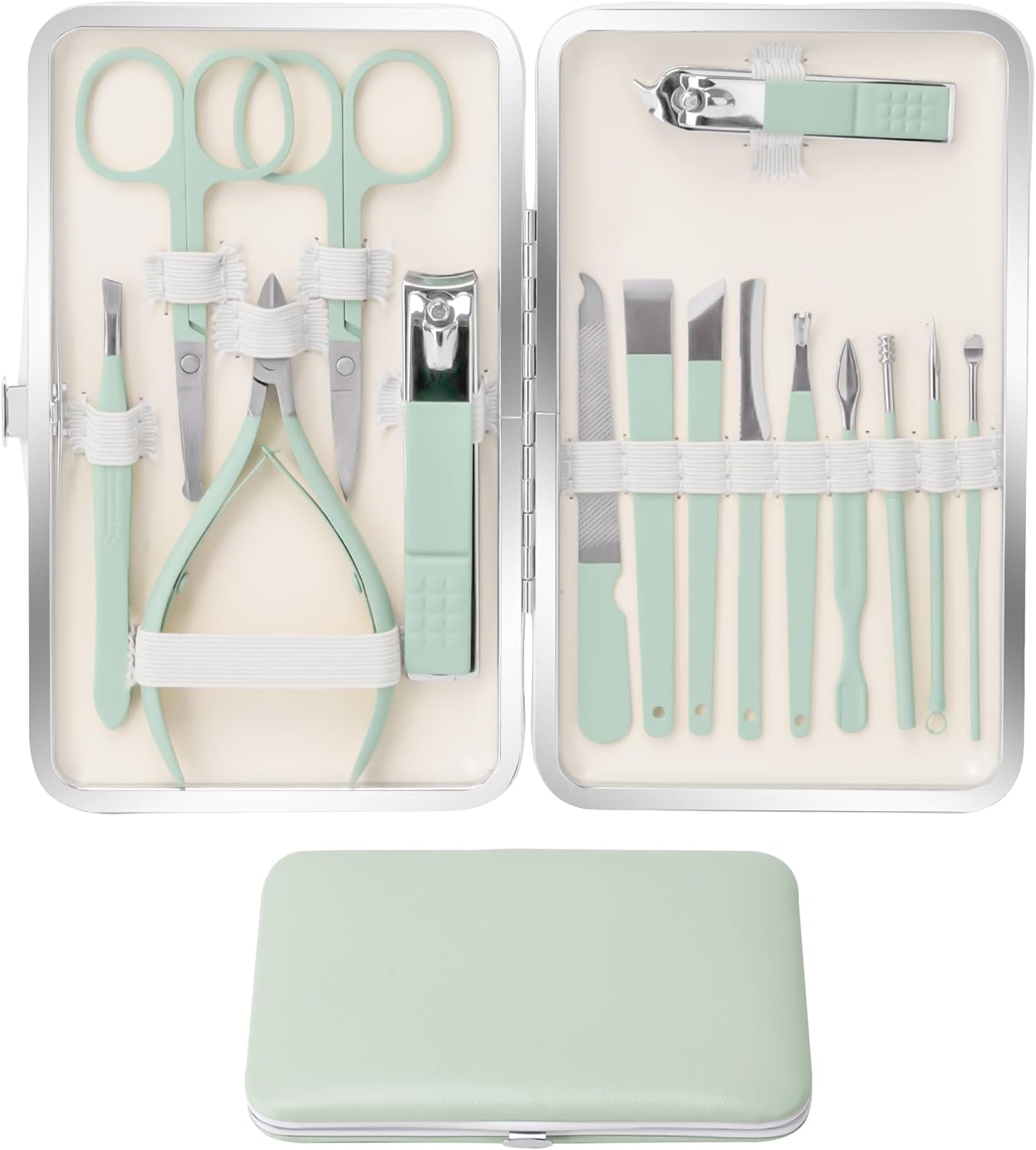 Manicure Set Pedicure Kit Nail Clipper Set Men Women 16 Pieces Personal Care Tools with Portable Travel Bag Professional Manicure Pedicure Tools Grooming Kit for Family