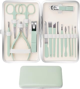 Manicure Set Pedicure Kit Nail Clipper Set for Men Women 16pcs Personal Care Tool Kit with Portable Travel Case Professional Manicure Pedicure Tools Grooming Kit for Family Friends Green