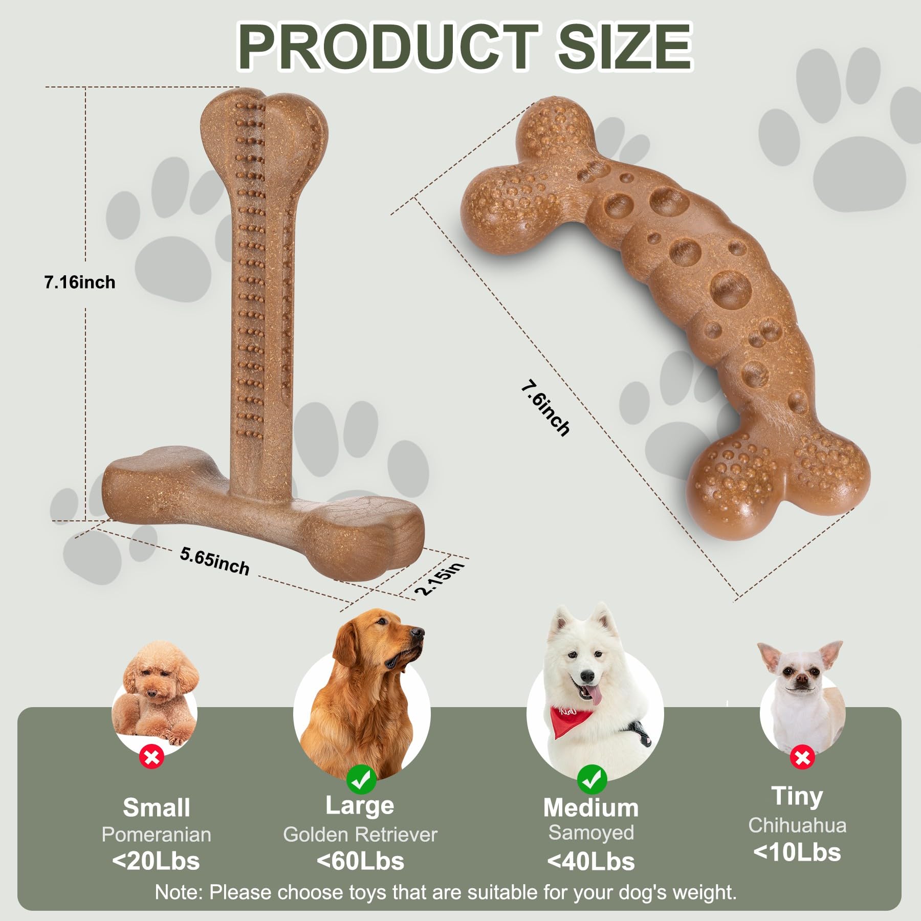 Juguetes masticables para perros para masticadores agresivos, paquete de 2 juguetes resistentes de hueso de perro para razas pequeñas, medianas y grandes para mantenerlos ocupados (mediano