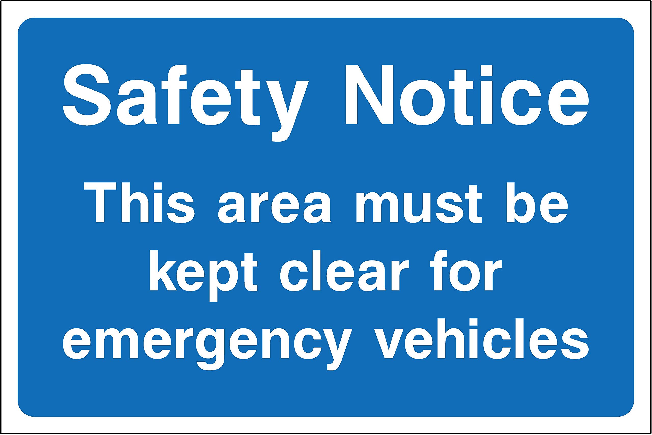 Safety notice This area must be kept clear for emergency vehicles Safety sign - 3mm Aluminium sign 600mm x 400mm