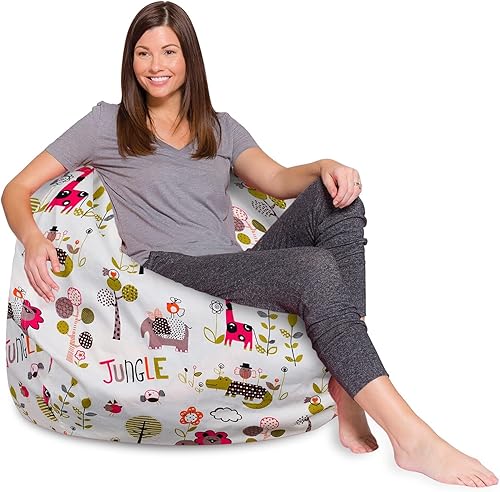 Miniatura 14 de Posh Beanbags - Sillón puff XL, 48 pulgadas, color gris jaspeado Gris brezo,Lienzo Animales Bosque Critters,Tela para colorear lienzo - Mundo