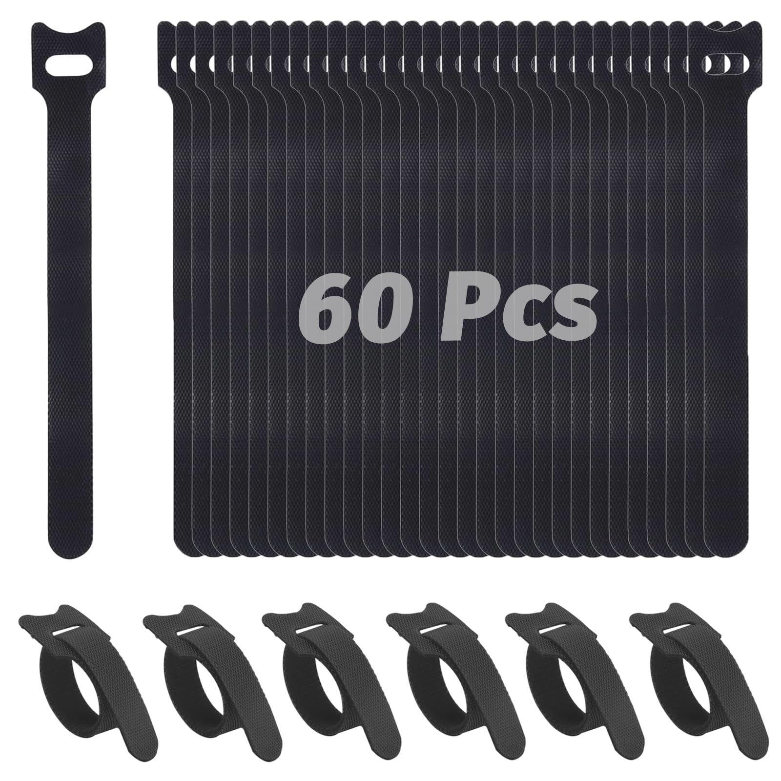 60 Pezzi Fascette Riutilizzabili IOXQP,fascette cavi velcro,150x8mm, cable management, Ufficio e data center,Bianco e nero