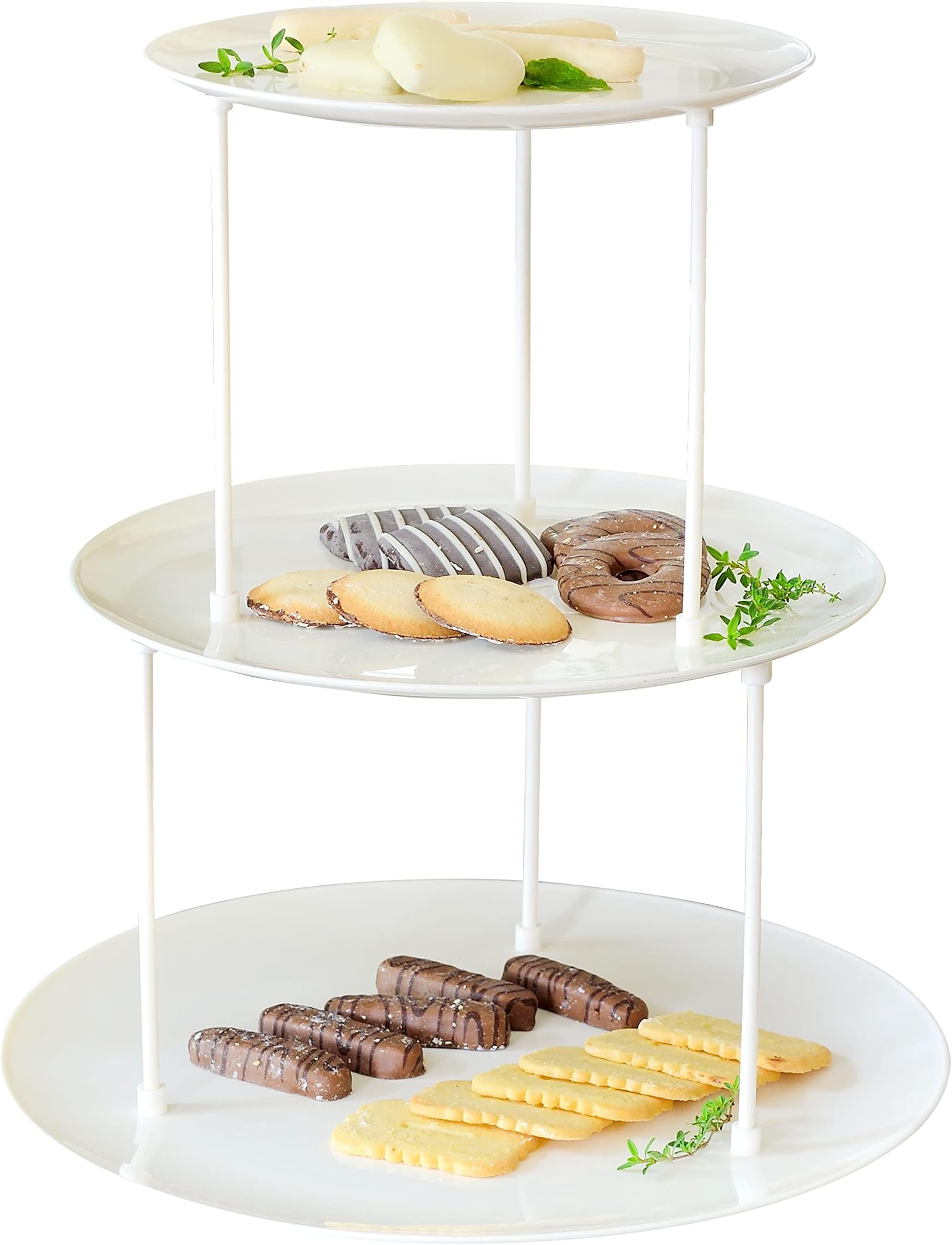 Youngever 3 Tier Serving Tray, 3 Tier Cupcake Stand, Dessert Stand, Plastic Platter Tray, Appetizer Serving Tray