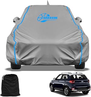 GARREGE Hyundai Venue Waterproof Car Body Cover with Mirror and Anteena Packets 150 GSM Grey Fabric with Piping Style All ... Price In India