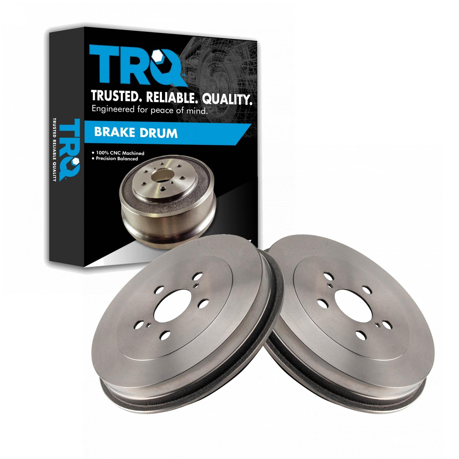 TRQ Rear Brake Drum Pair Set Compatible with 2003-2008 Toyota Matrix / 2003-2008 Pontiac Vibe