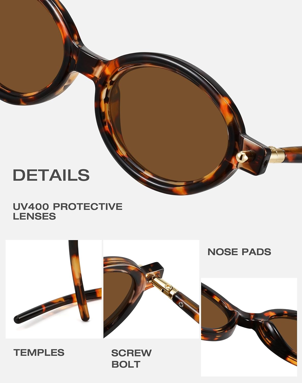 Retro Oval Sunglasses for Women,Trendy Small Narrow Vintage Round Shades UV400 - Image 5