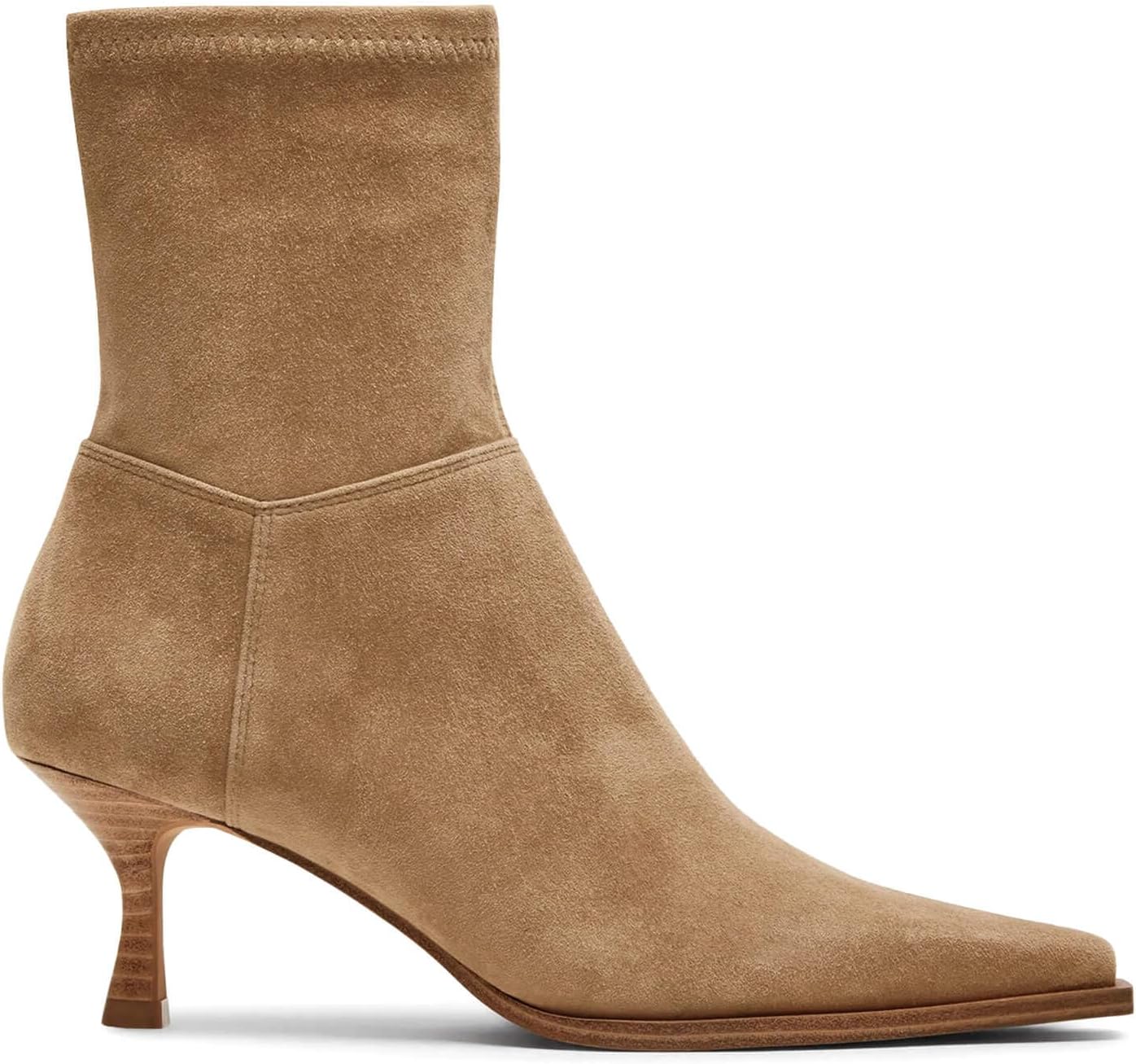 Coutgo Womens Kitten Low Heel Ankle Boots Pointed Toe Side Zipper Short Booties Fall Shoes