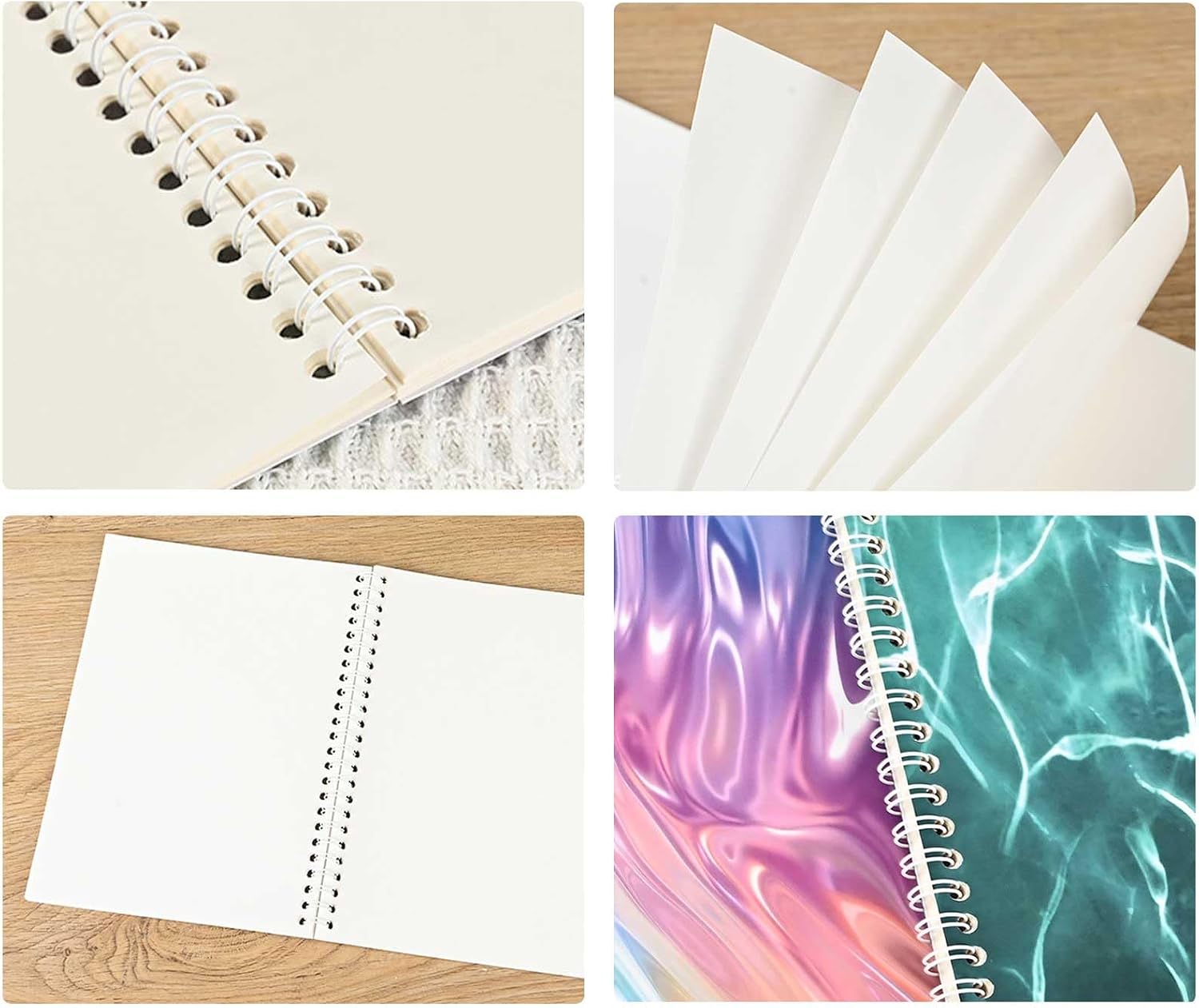 BetterJonny 4 Pcs Reusable Sticker Book Collecting Album Blank Sticker Storage Organizer Book, A5 Size 24 Inner Pages Per Album, Release Paper for Collecting Stickers, Labels(Ripple Flow)